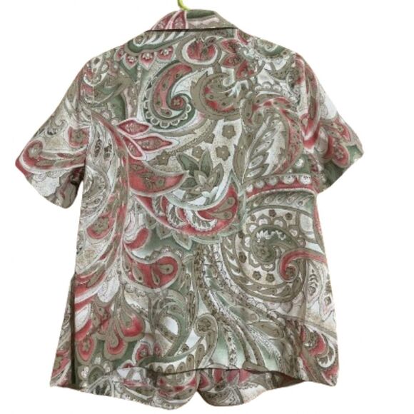 Alfred Dunner Women’s Multi Paisley Print Button Down Short Sleeve Shirt Sz-10 - Picture 6 of 6